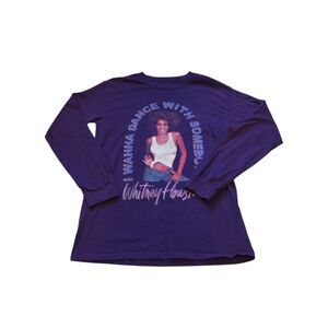 Whitney Houston Graphic Tee Purple Long Sleeve Music Singer Vintage Style Small